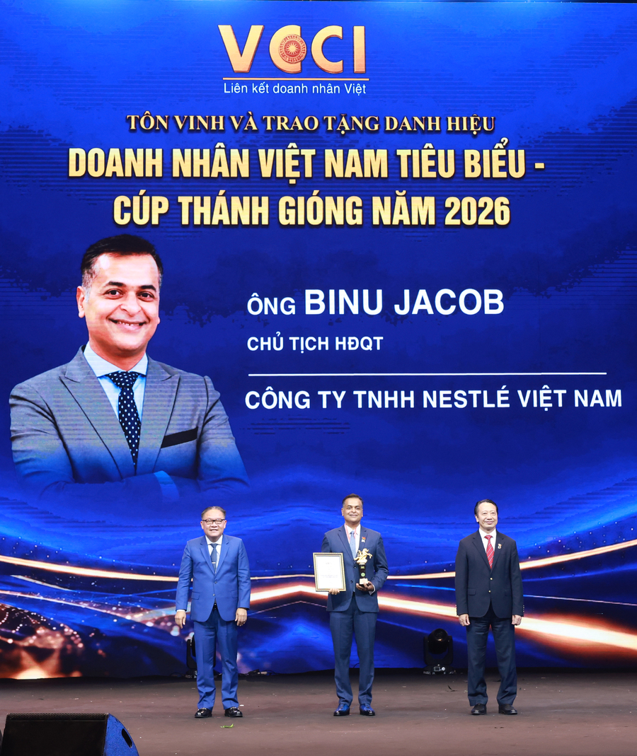 Tại Lễ tôn vinh và trao tặng danh hiệu “Doanh nhân Việt Nam tiêu biểu - Cúp Thánh Gióng” năm 2026 do Liên đoàn Thương mại và