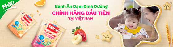 Nestlé CERELAC Nutripuffs vị Chuối Dâu
