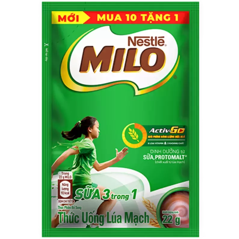 MILO GÓI BỘT SỮA 3 TRONG 1 22G