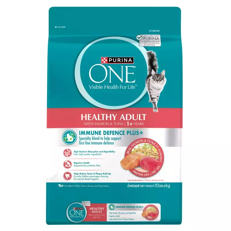 Thức ăn hỗn hợp hoàn chỉnh PURINA ONE cho mèo trưởng thành vị cá hồi và cá ngừ 10kg