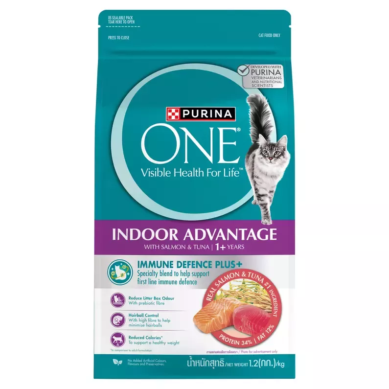 Thức ăn hỗn hợp hoàn chỉnh PURINA ONE cho mèo trưởng thành nuôi trong nhà vị cá hồi và cá ngừ 1.2kg
